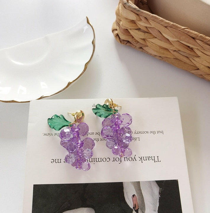 Kaze Grape Cluster Statement Earrings | Chic Fruit-Inspired Drop Earrings