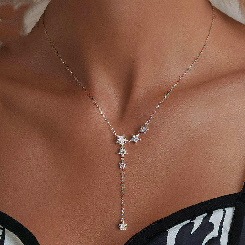 Kaze Pentagram Tassel Necklace | White Gold-Plated Sterling Silver Pendant Necklace