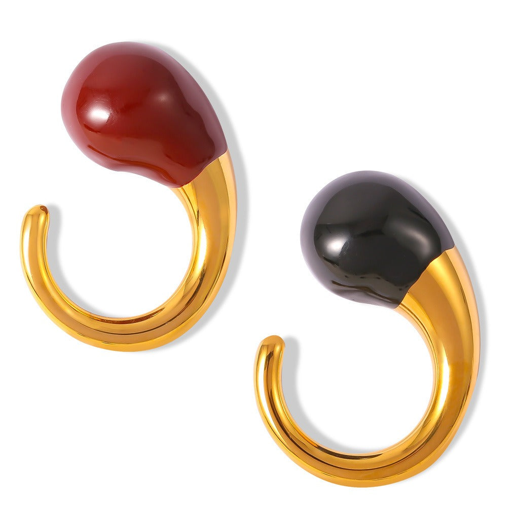Kaze Trendy Personalized Teardrop-Shaped Ring | 18K Gold Ring in Red &amp; Black Gold &amp; Silver