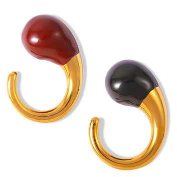 Kaze Trendy Personalized Teardrop-Shaped Ring | 18K Gold Ring in Red &amp; Black Gold &amp; Silver