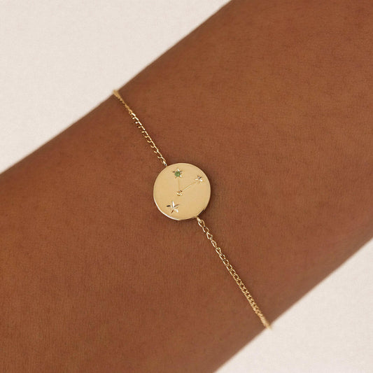 Kaze Inlaid Zircon Zodiac Bracelet | Adjustable Stainless Steel Constellation Bracelet