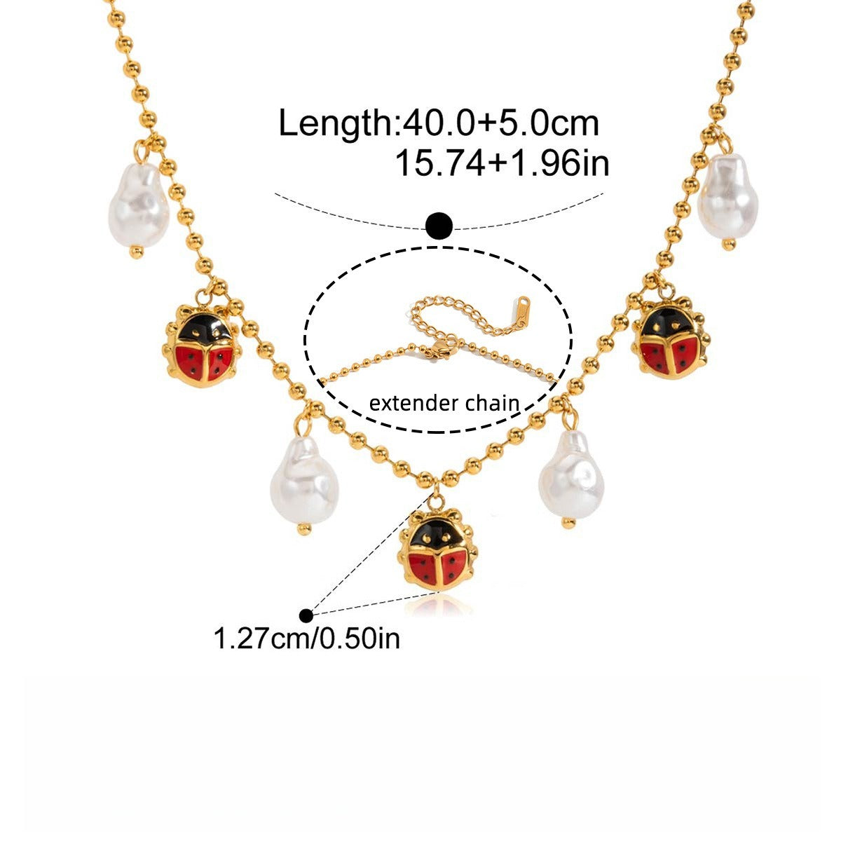 Kaze Ladybug Necklace &amp; Bracelet Set | 18K Gold Classic Ladybug Jewellery Set Necklace