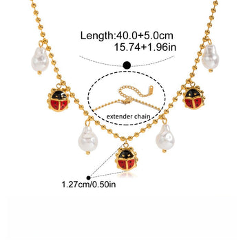 Kaze Ladybug Necklace &amp; Bracelet Set | 18K Gold Classic Ladybug Jewellery Set Necklace