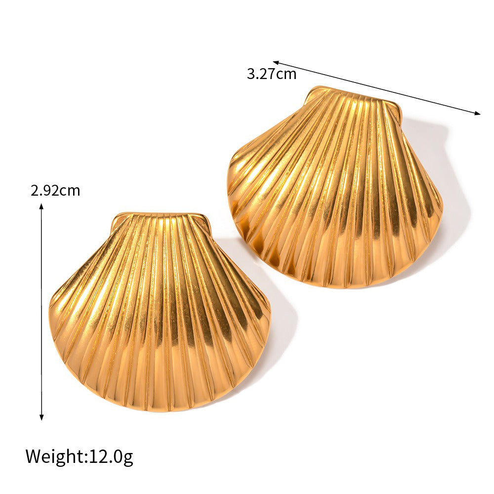 Kaze 18K Gold Ocean-Themed Inlaid Pearl Jewellery Set | 14-Piece Coastal Jewellery Collection Style I-Earring-45