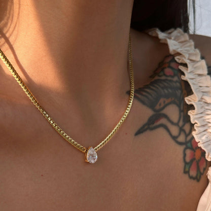 Kaze Vintage 18K Gold O-Ring Drop Chain Necklace | Titanium Steel Pendant Necklace