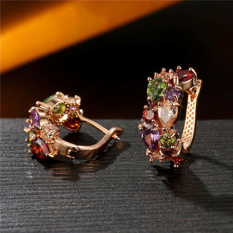 Kaze Korean Floral Copper Earrings | Rose Gold Delicate Flower Stud Earrings Rose Gold