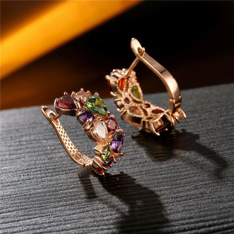 Kaze Korean Floral Copper Earrings | Rose Gold Delicate Flower Stud Earrings