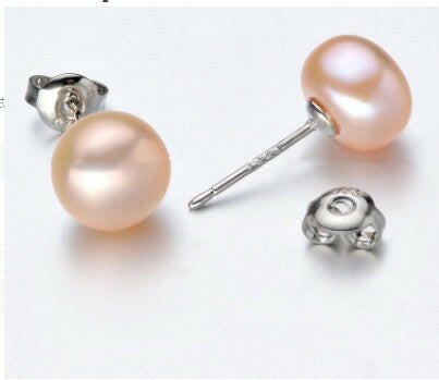 Kaze Korean-Style Oblate Pearl Stud Earrings | White &amp; Pink Pearl Earrings in 3 Sizes