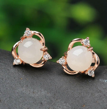 Kaze Vintage Ice-Clear Chalcedony Flower Drop Earrings | Sterling Silver Gemstone Drop Earrings