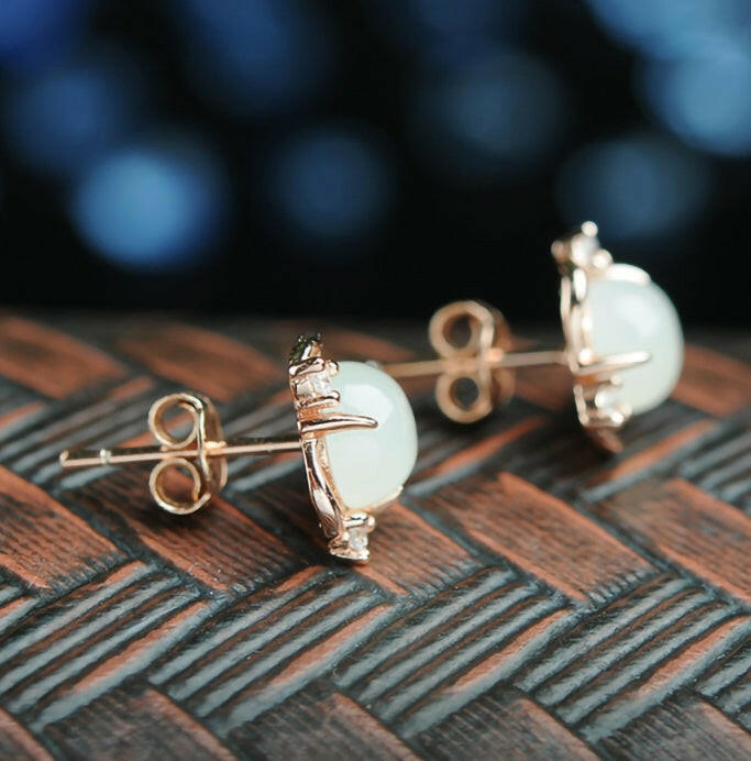 Kaze Vintage Ice-Clear Chalcedony Flower Drop Earrings | Sterling Silver Gemstone Drop Earrings