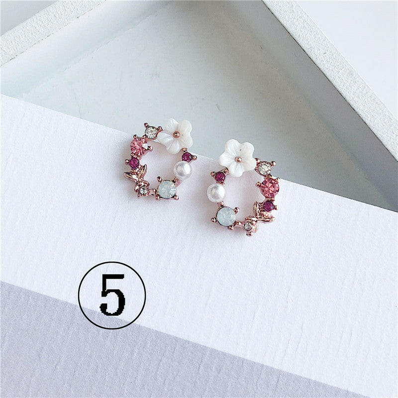 Kaze Flower Pearl and Gemstone Drop Earrings | Elegant Botanical Drop Earrings in 4 Styles D
