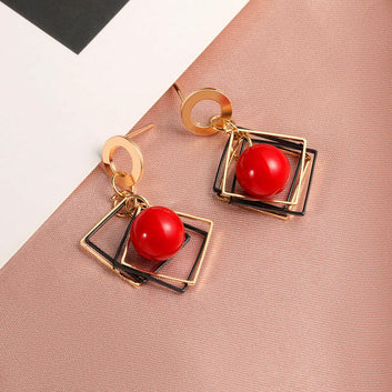 Kaze Round Geometric Metal Stud Earrings | Korean Minimalist Earrings — 2 Styles 2 Style