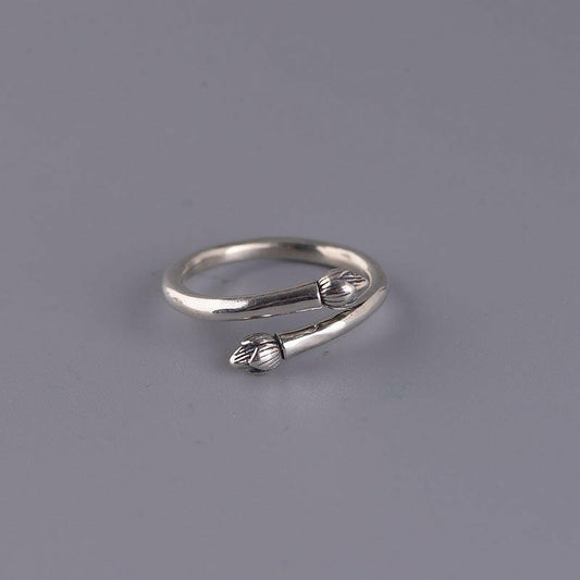 Kaze Vintage Feather Ring | Thai Silver-Plated Artisan Ring for Women