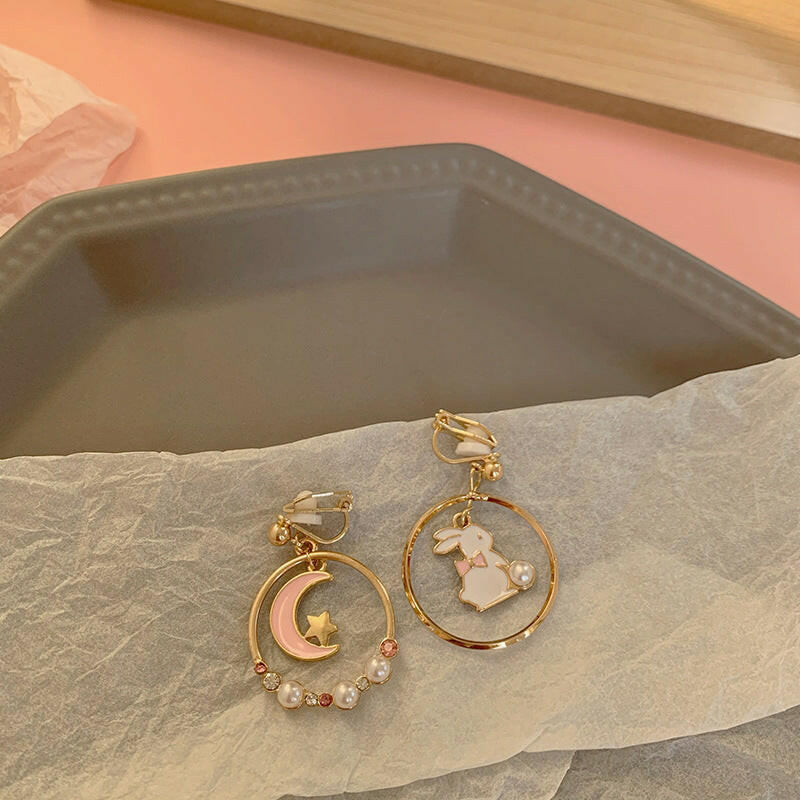 Kaze Silver Needle Pearl Animal Charm Earrings for Girls | Cute Animal Stud &amp; Clip Earrings in 3 Styles