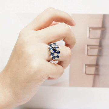 Kaze Floral Elegance Cubic Zirconia Wedding Band | Premium Brass Nature-Inspired Ring