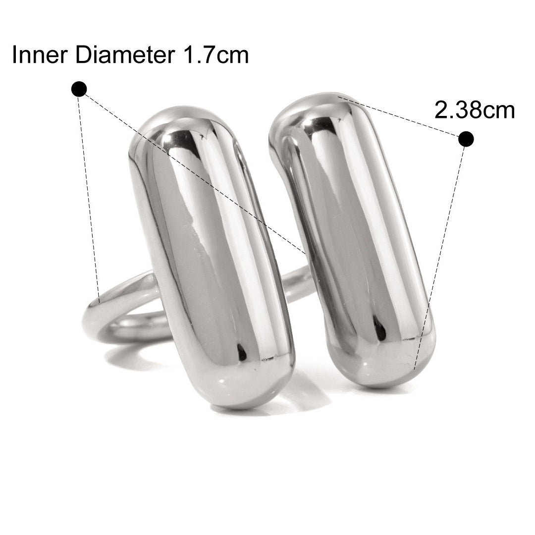 Kaze Capsule-Shaped Double Stitching Ring | 18K Gold Innovative Adjustable Ring in Gold &amp; Silver Silver