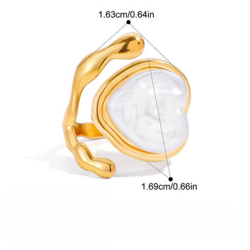 Kaze 18K Gold-Plated Lightweight Pearl Titanium Ring | Pearl Ring in Ring A, B &amp; C Styles Ring B