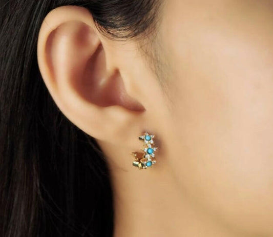 Kaze Exaggerated Crystal Gem Flower Earrings | Bold Zircon Copper Floral Statement Earrings