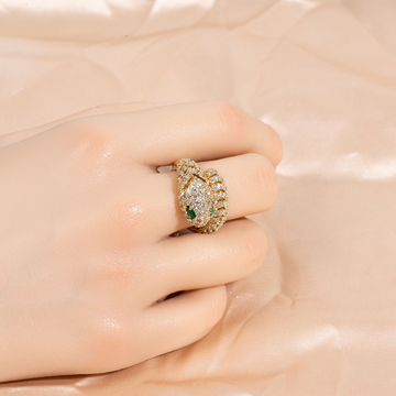 Adjustable Open-Band Snake Ring with Cubic Zirconia Inlay