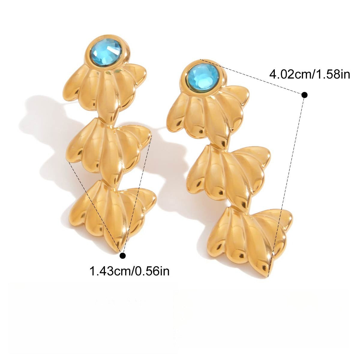 Kaze 18K Gold Lightweight Luxury Earring and Ring Set | Titanium Steel Coordinated Set in 3 Pieces Ear