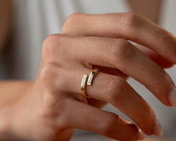 Kaze Personalised Double Name Wrap-Around Open Ring | Custom Engraved Ring in Silver, Gold &amp; Rose Gold