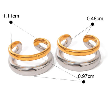 Kaze Double-Layer Two-Tone Earring and Ring Set | 18K Gold Gold &amp; Silver Matching Jewellery Set Earring