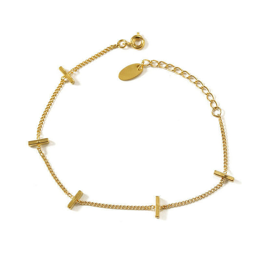 Kaze Geometric Brass Bracelet | Adjustable Minimalist Gold-Tone Open Band Bracelet Gold