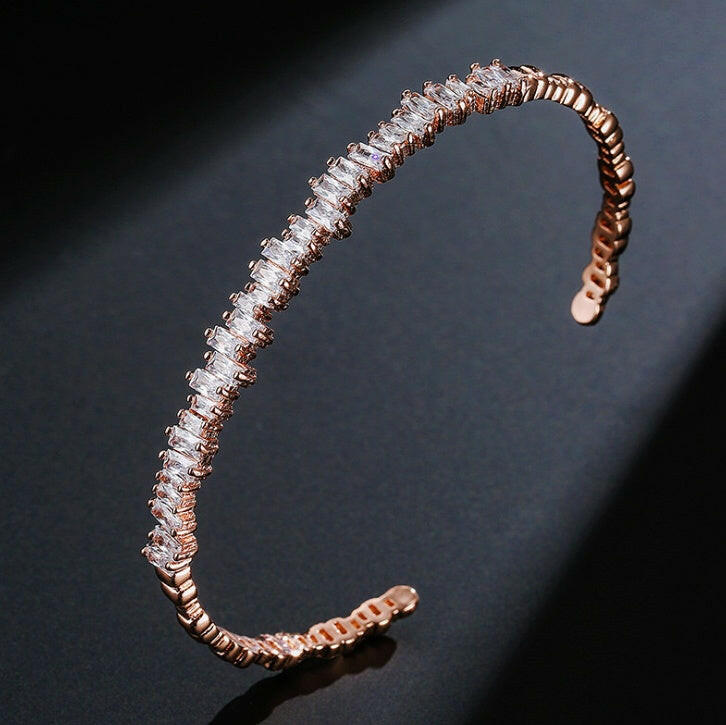 Kaze Micro-Inlaid Zircon Luxury Bracelet | Platinum, 18K Gold &amp; Rose Gold Diamond Bracelet Rose Gold