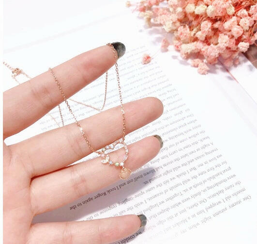 Kaze Korean-Inspired Heart-Shaped Alloy Earrings | Romantic Stud Earrings &amp; Matching Necklace B necklace