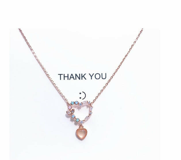 Kaze Korean-Inspired Heart-Shaped Alloy Earrings | Romantic Stud Earrings &amp; Matching Necklace