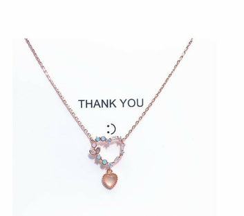 Kaze Korean-Inspired Heart-Shaped Alloy Earrings | Romantic Stud Earrings &amp; Matching Necklace