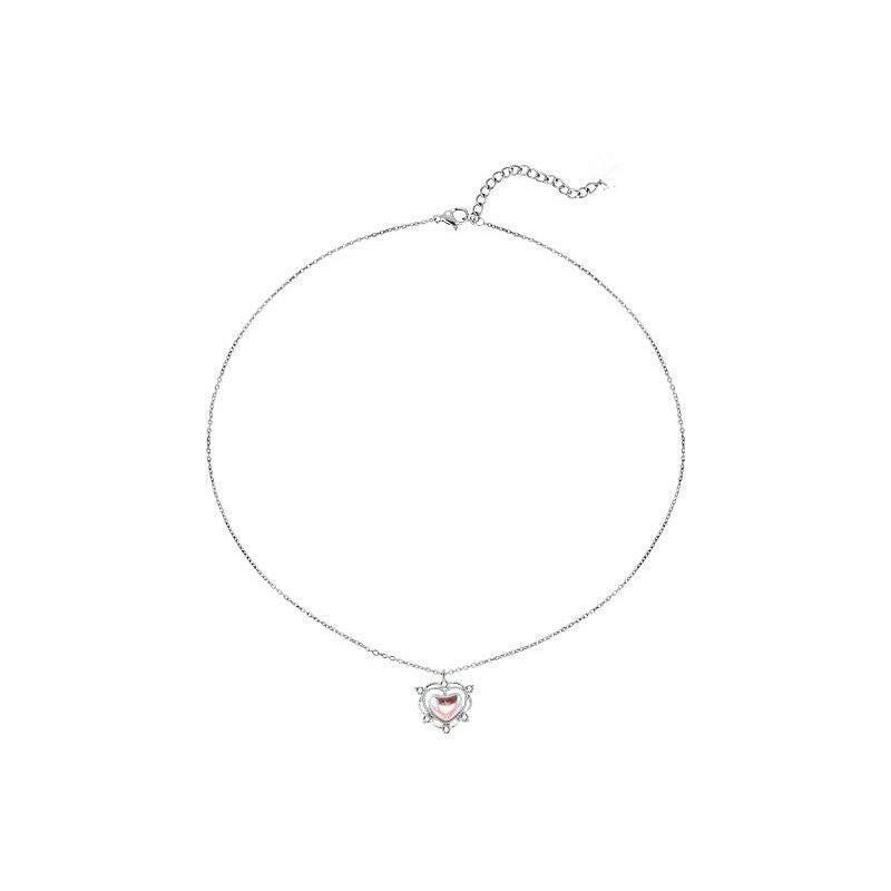 Kaze Gradient Heart Pendant Water Wave Chain Necklace | Colourful Alloy Heart Necklace