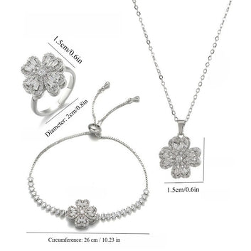Kaze Rotating Heart-Shaped Zircon Necklace, Ring &amp; Bracelet Set | S925 Silver Spinner Jewellery