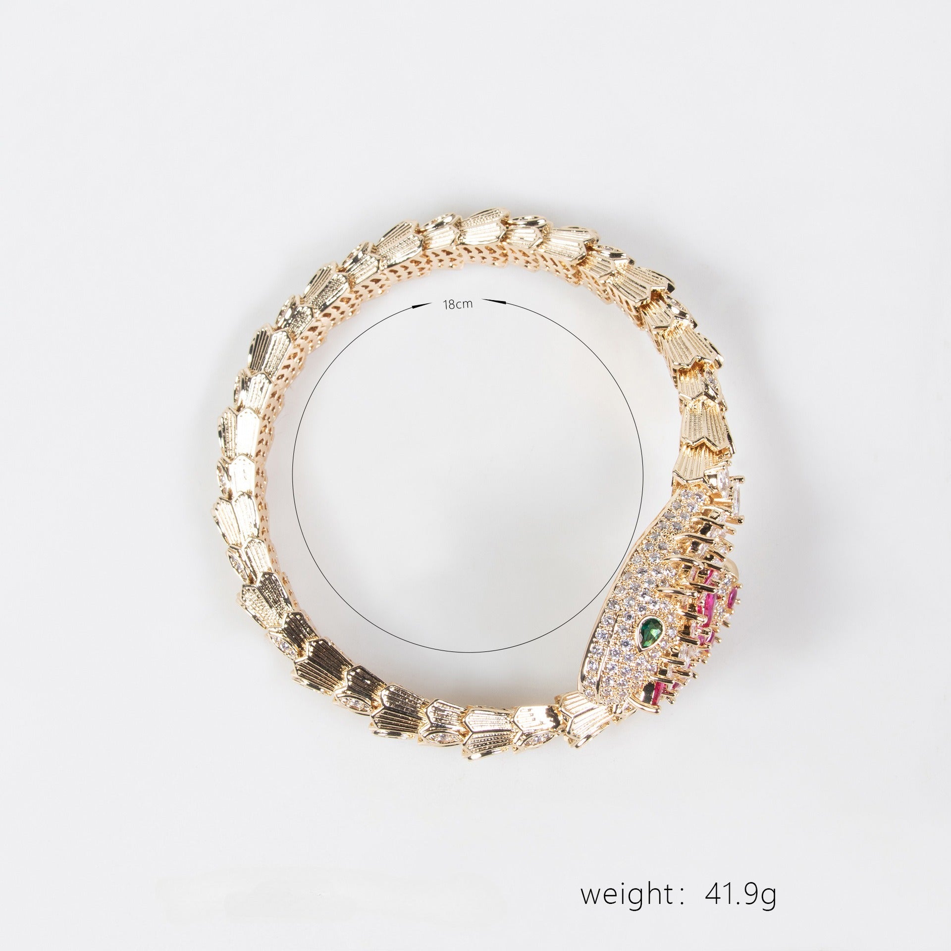 Kaze Gold Snake &amp; Marcasite Bracelet | 18K Gold Serpent Bracelet in 5 Stone Colours
