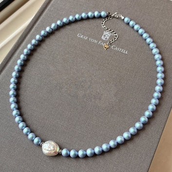 Kaze Iridescent Blue Pearl Jewellery Set | Freshwater Pearl Necklace, Bracelet &amp; Earrings Pearl Necklace