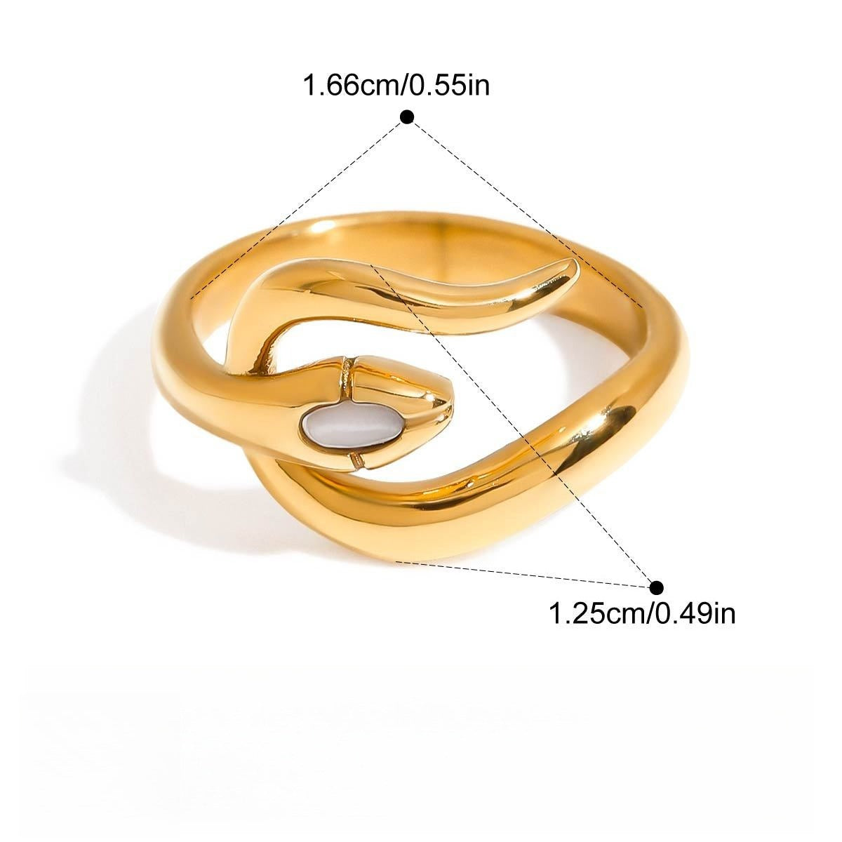 Kaze 18K Gold Snake Ring in Titanium Steel | Serpent Ring in Ring A, B &amp; C Sizes 6–8 US Ring C