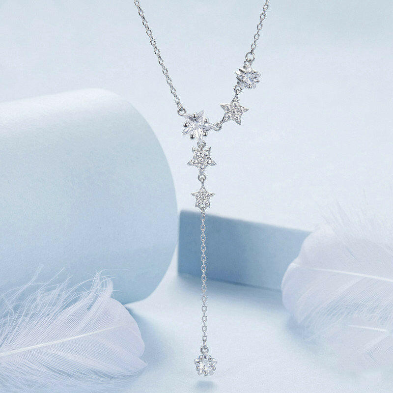 Kaze Pentagram Tassel Necklace | White Gold-Plated Sterling Silver Pendant Necklace