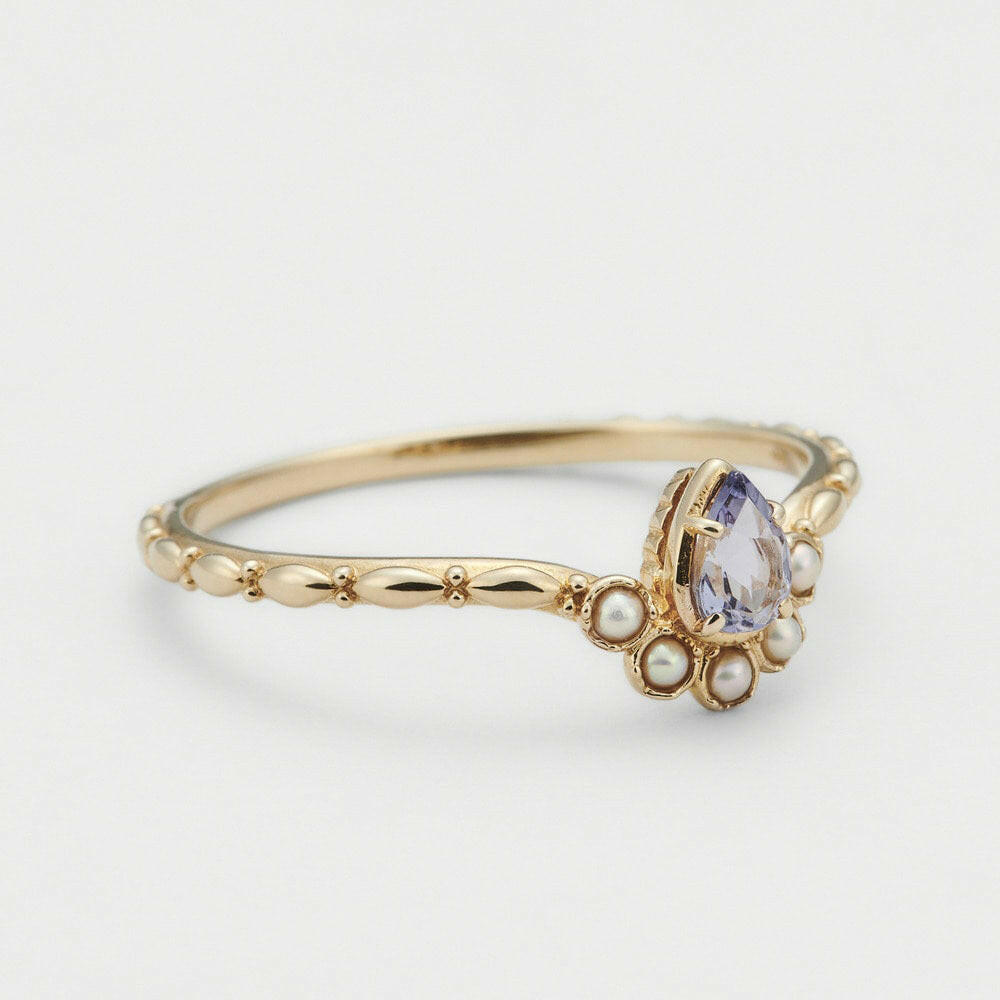 Kaze Geometric Tanzanite Sterling Silver Ring | S925 Silver Blue-Violet Gemstone Ring