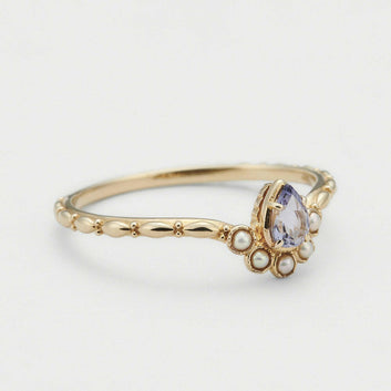 Kaze Geometric Tanzanite Sterling Silver Ring | S925 Silver Blue-Violet Gemstone Ring