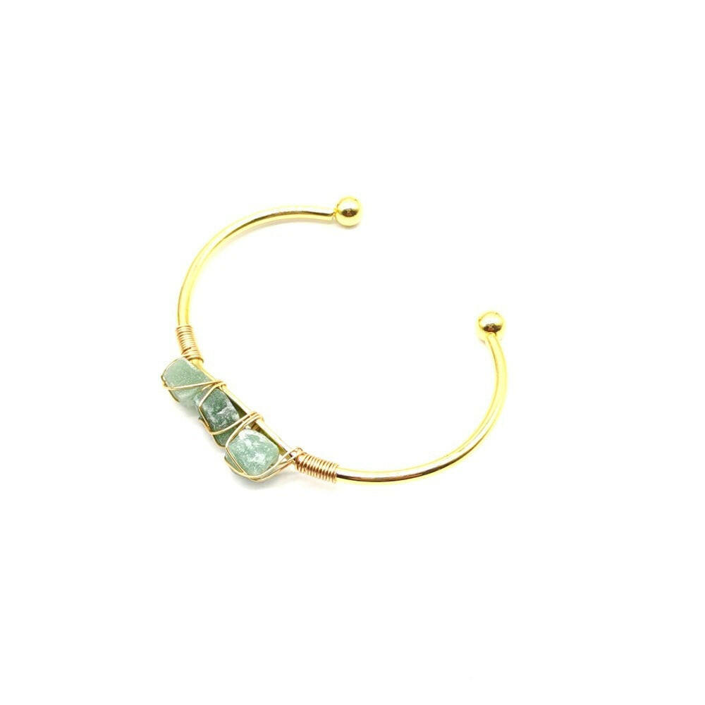 Kaze Braided Natural Gemstone Crystal Bracelet | Handcrafted Adjustable Bracelet with Gold-Plated Accents Green Aventurine Gold Plated