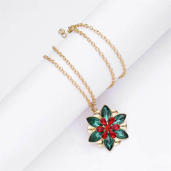 Kaze Vintage Colourful Flower Pendant Necklace | Alloy Floral Charm Necklace for Women