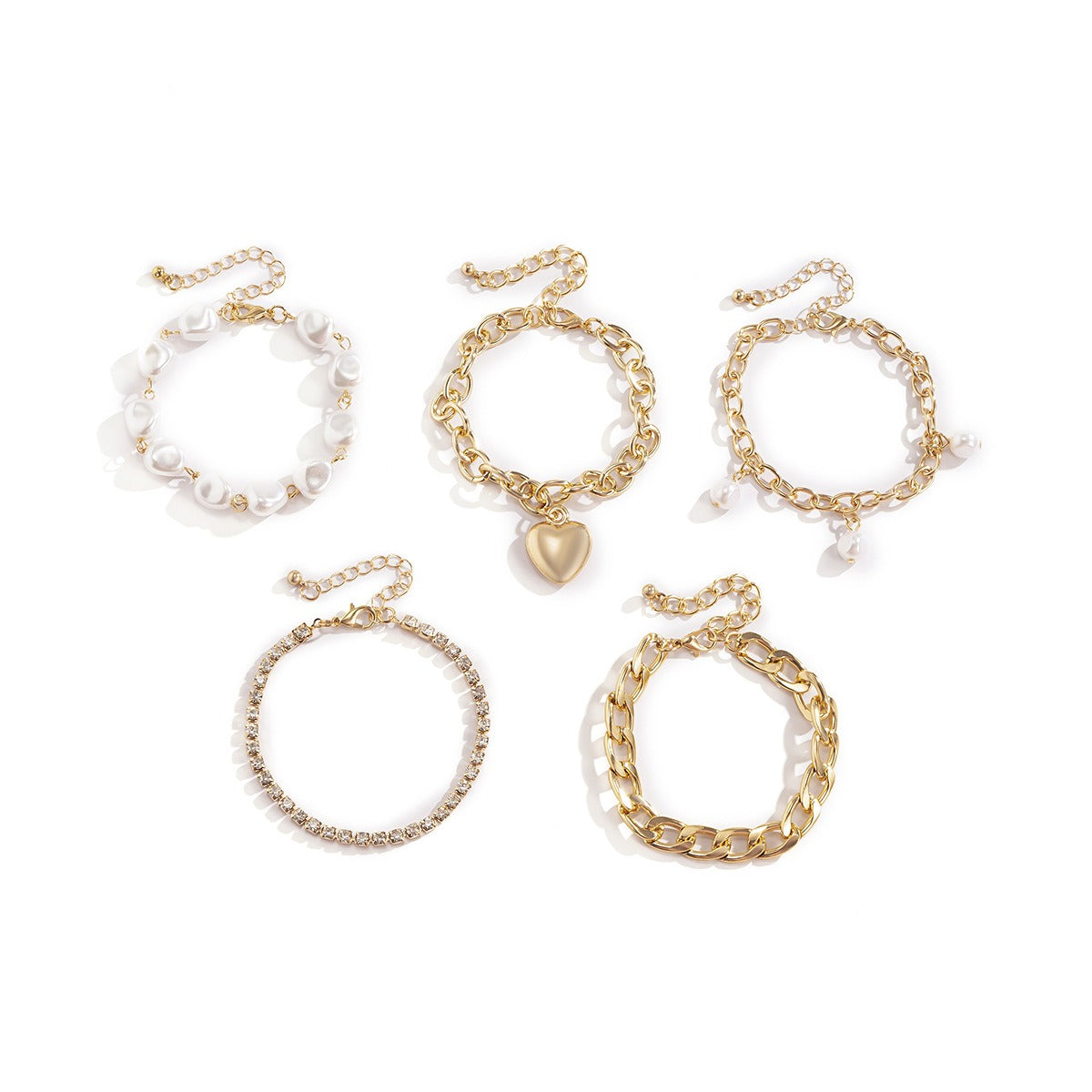 Kaze 18K Gold Baroque Pearl Heart Chain Bracelet | Luxury Baroque Pearl Bracelet