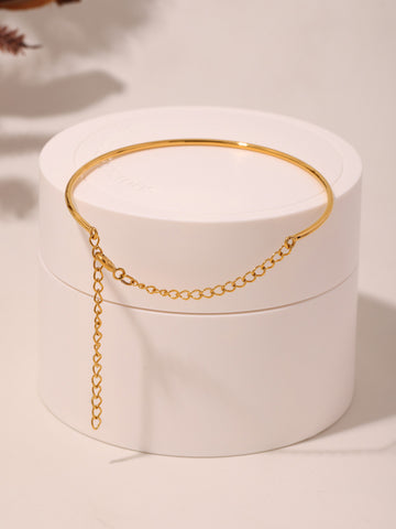 Kaze C-Shape Chain Open Bangle | 18K Gold Classic Fashion Bracelet
