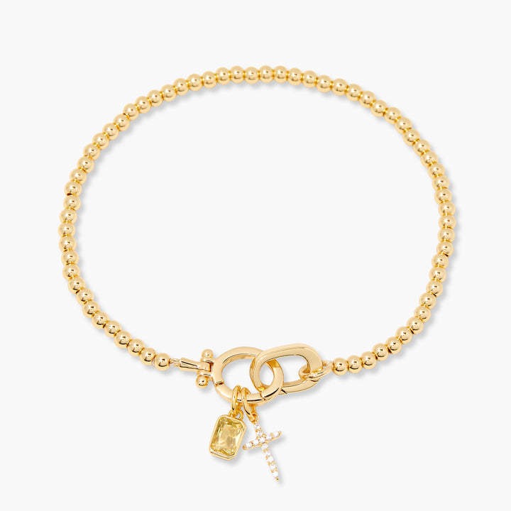 Kaze Moonstone Heart Knot Birthstone Bracelet | 18K Gold Personalised Bracelet October