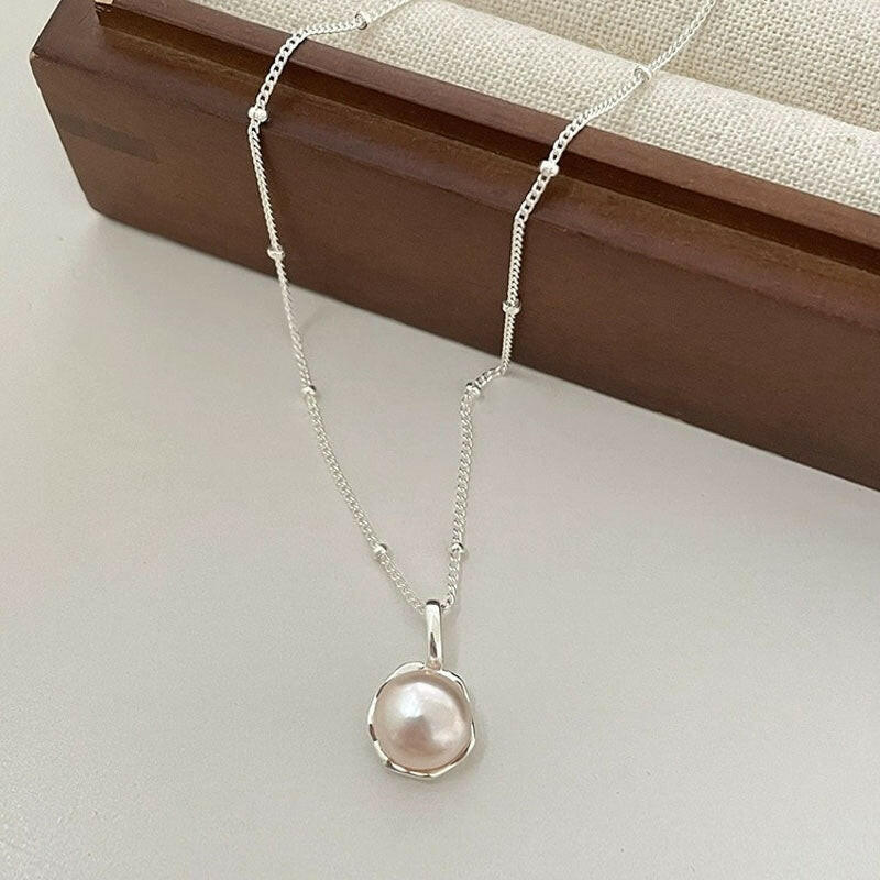 Kaze S925 Irregular Freshwater Pearl Clavicle Necklace | Adjustable Sterling Silver Pearl Necklace