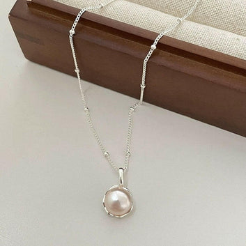 Kaze S925 Irregular Freshwater Pearl Clavicle Necklace | Adjustable Sterling Silver Pearl Necklace