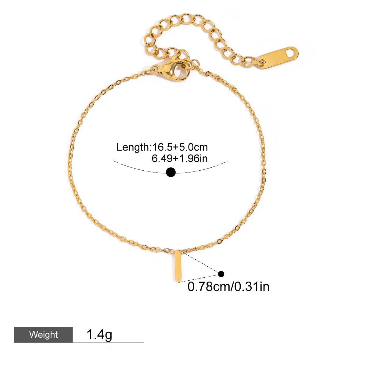 Kaze 18K Gold Customizable English Letter Pendant Bracelet | Personalised Initial Bracelet A–Z Style I