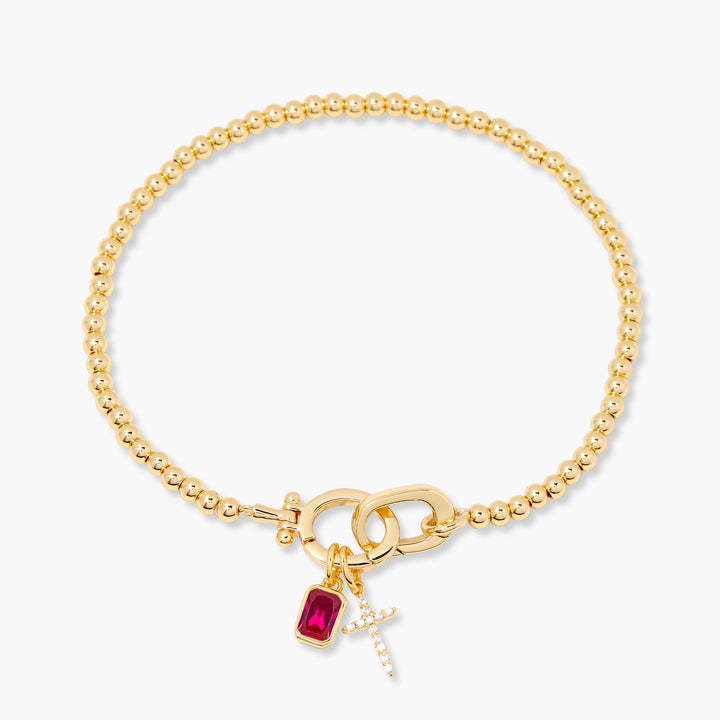 Kaze Moonstone Heart Knot Birthstone Bracelet | 18K Gold Personalised Bracelet June