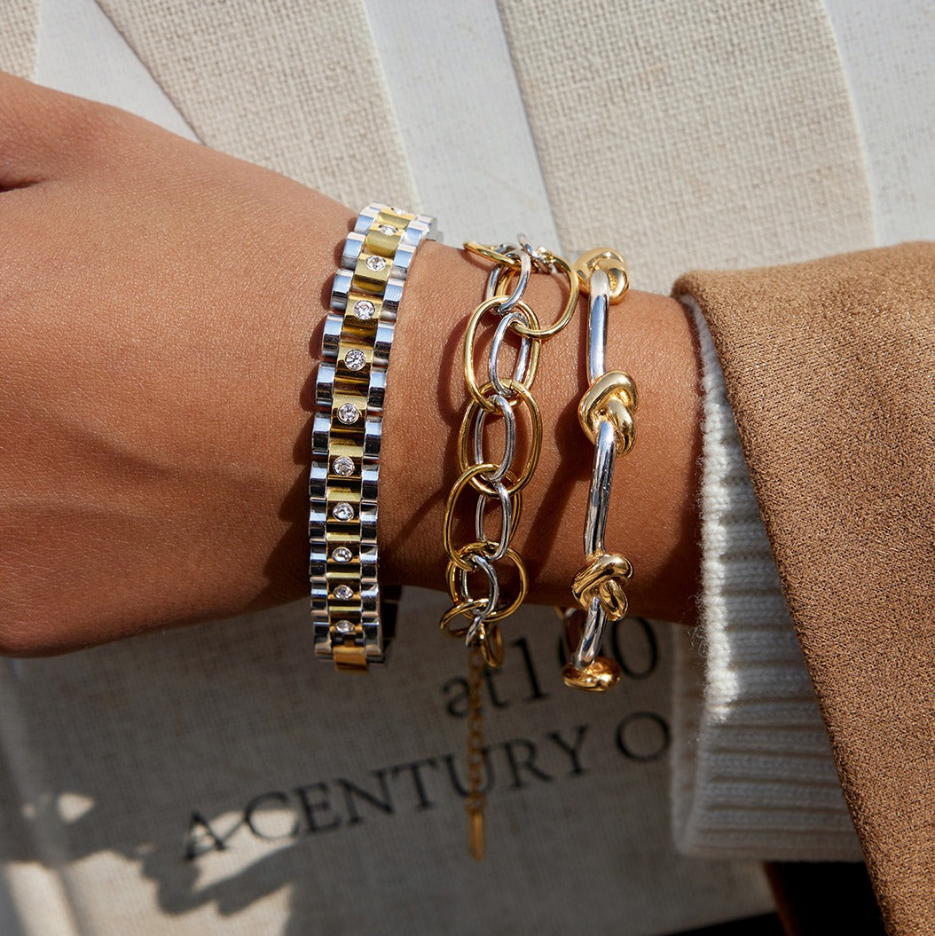 Kaze 18K Gold-Plated Lightweight Two-Tone Titanium Steel Bracelet | S925 Silver Bracelet in 3 Styles