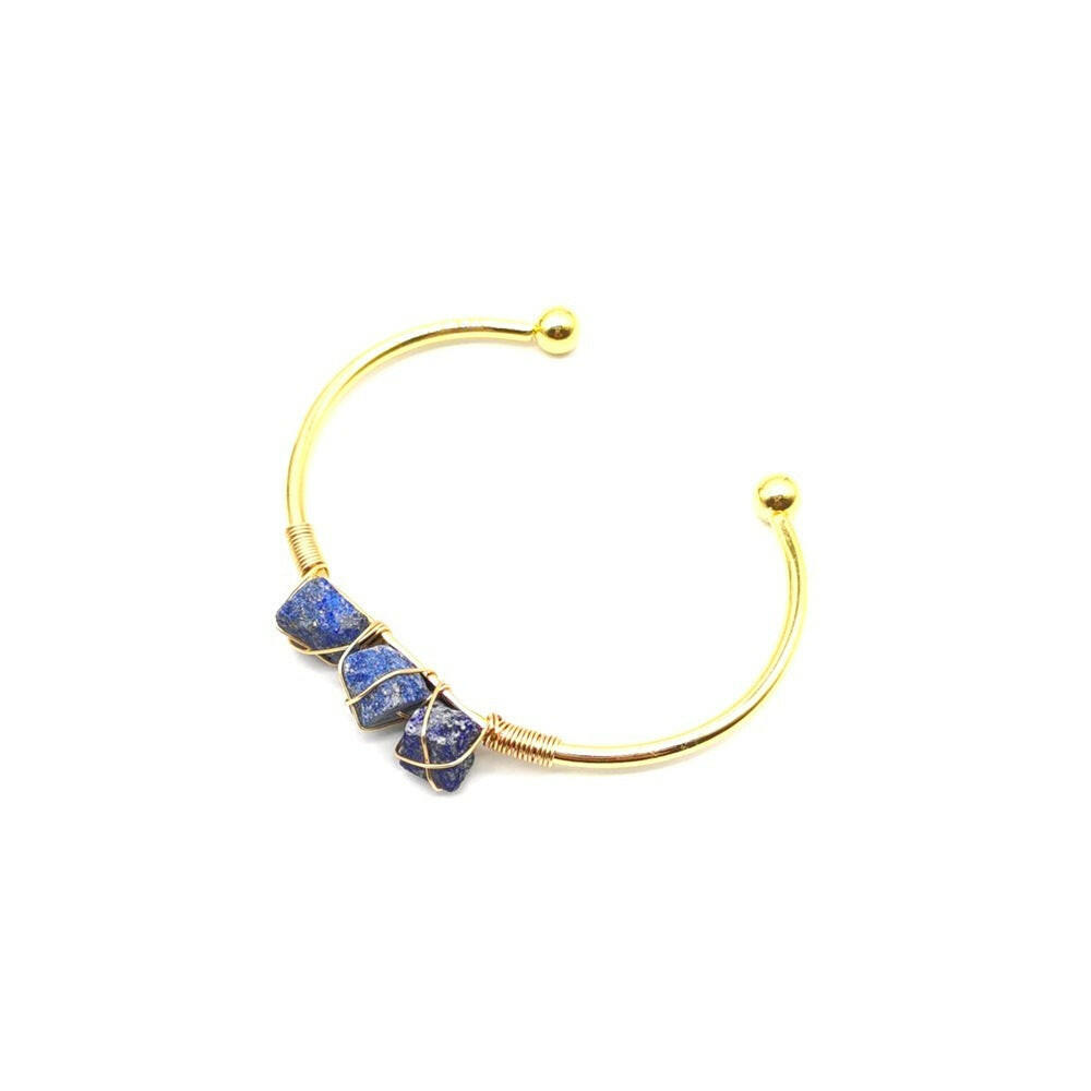 Kaze Braided Natural Gemstone Crystal Bracelet | Handcrafted Adjustable Bracelet with Gold-Plated Accents Blue Gold Gold Plated